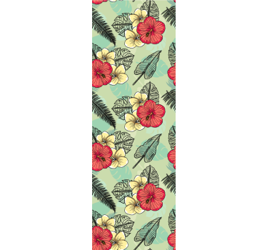 Green tropical arrangement flowers wallpaper - TenStickers