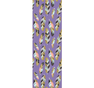 Teenage bedroom wallpaper with feathered patterns - TenStickers