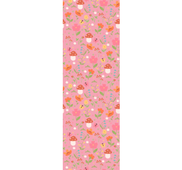 Floral Mushroom Pattern wallpaper childrens room - TenStickers