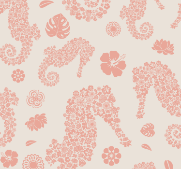 Seahorse Floral Pattern cute animal wallpaper - TenStickers