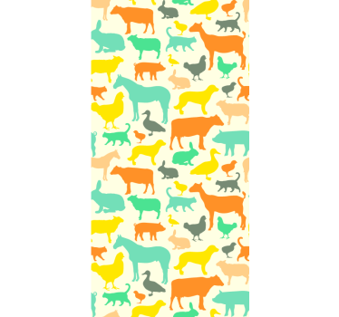 Cute animal wallpaper featuring animal silhouettes - TenStickers
