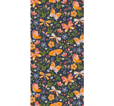 Butterflies and plants multicolor Wallpaper - TenStickers