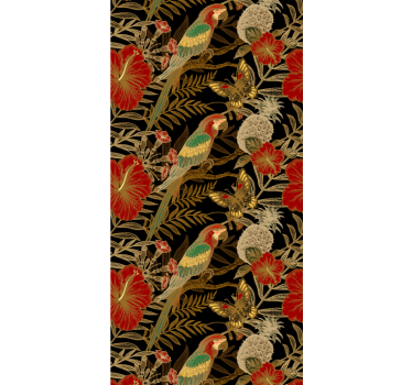 Tropical Parrot Motif parrots wallpaper - TenStickers