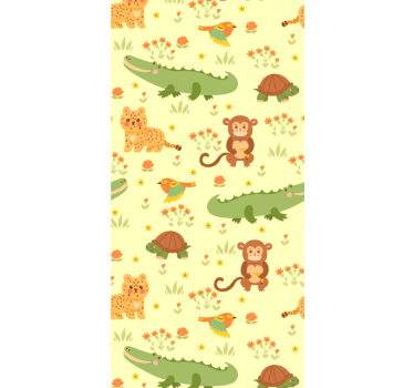 Jungle Fauna Motif cute animal wallpaper - TenStickers