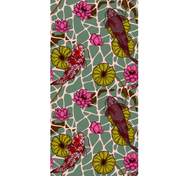 Koi Pond Motif fishes wallpaper - TenStickers