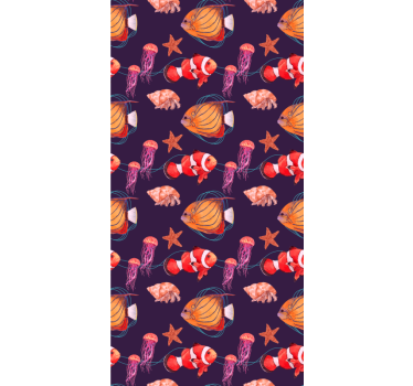Aquatic Life Ensemble fishes wallpaper - TenStickers