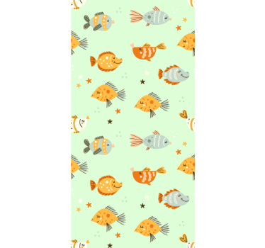 Aquatic Friends Pattern fishes wallpaper - TenStickers
