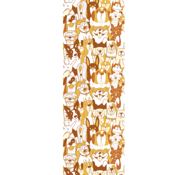 White and Orange Pattern wallpaper of a dog - TenStickers