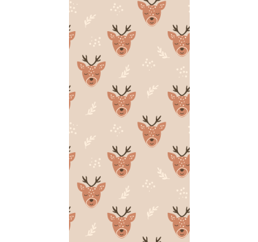 Reindeer Pattern cute animal wallpaper - TenStickers
