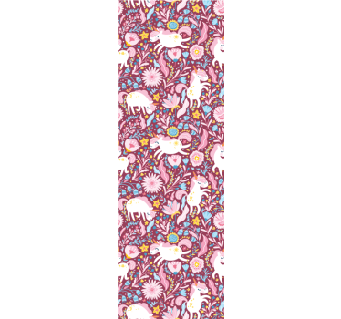 Beautiful unicorn animal pattern design kids wallpaper - TenStickers