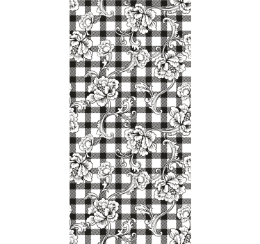 Floral Checkerboard wallpaper flowery - TenStickers