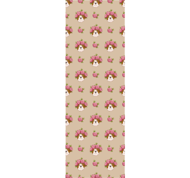 Floral Canine Motif wallpaper of a dog - TenStickers