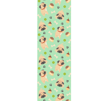 Pug Pattern Play wallpaper of a dog - TenStickers