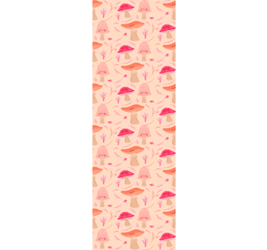 Whimsical Mushrooms ornamental wallpaper - TenStickers
