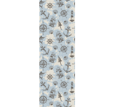 Vintage nautical pattern Lounge Wallpaper - TenStickers