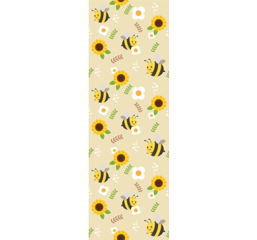 Buzzy Sunflowers cute animal wallpaper - TenStickers