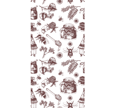 Rustic Apiary Sketch cute animal wallpaper - TenStickers