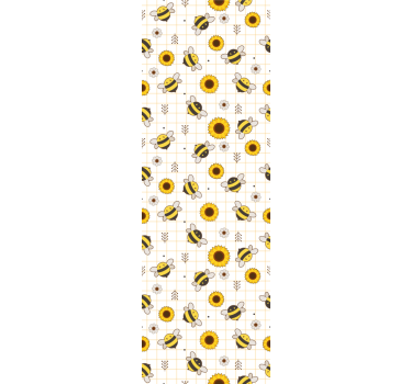 Bees Sunflowers Pattern cute animal wallpaper - TenStickers