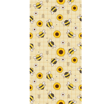 Bee Sunflower Pattern cute animal wallpaper - TenStickers