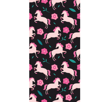 Whimsical Equestrian Florals cute animal wallpaper - TenStickers