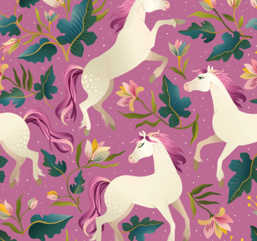 Floral Unicorn Design wallpaper horses - TenStickers