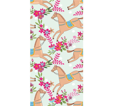 Equestrian Blossoms cute animal wallpaper - TenStickers