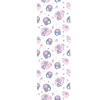 Cute pink elephants wallpaper for bedroom - TenStickers