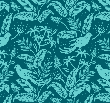 Turquoise flying birds wallpaper for bedroom - TenStickers