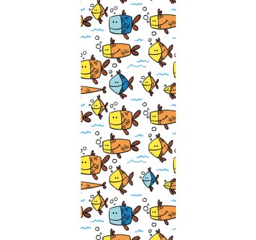 Aquatic Cartoon Fun fishes wallpaper - TenStickers