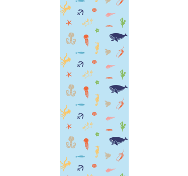 Ocean Fauna Pattern cute animal wallpaper - TenStickers
