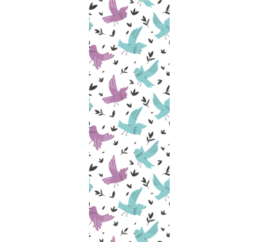 Pastel Bird Pattern cute animal wallpaper - TenStickers