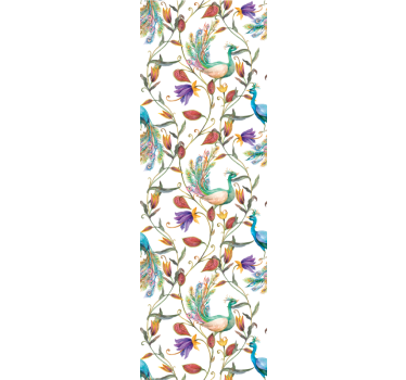 Peacock Botanical Motif ornamental wallpaper - TenStickers