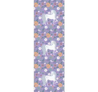 Unicorn Floral Pattern cute animal wallpaper - TenStickers