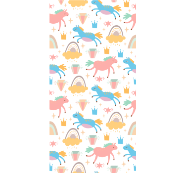 Unicorn Fairytale cute animal wallpaper - TenStickers
