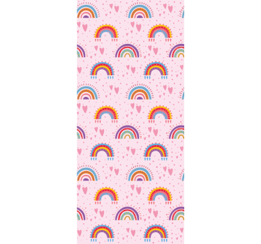 Rainbow Heart Patterns wallpaper childrens room - TenStickers