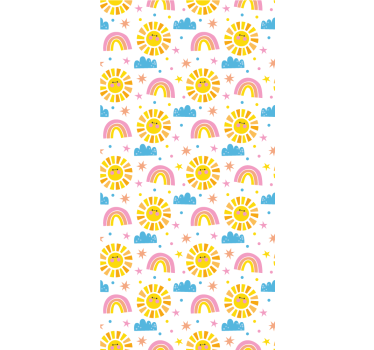 Cheerful Sunshine Rainbow wallpaper for the nursery - TenStickers