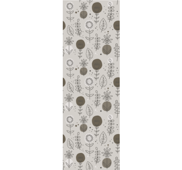 Floral Sketch Motifs flowers wallpaper - TenStickers