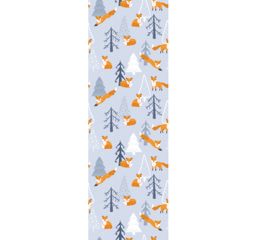 Forest Fox Scene cute animal wallpaper - TenStickers
