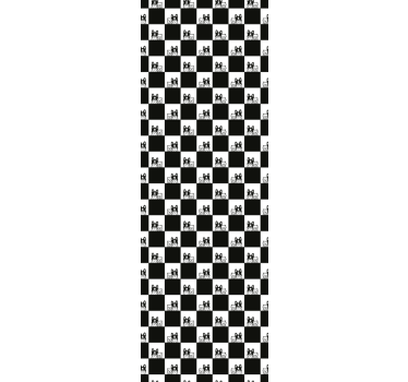 Chequered Feline Motif cat wallpaper - TenStickers