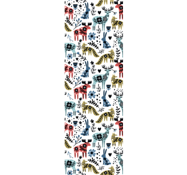 Scandinavian Fauna cute animal wallpaper - TenStickers
