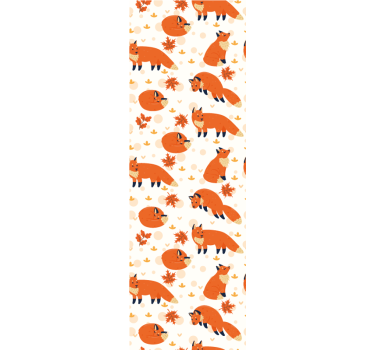Fox Autumn Pattern cute animal wallpaper - TenStickers