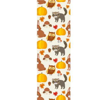 Autumn Fauna Pattern cute animal wallpaper - TenStickers