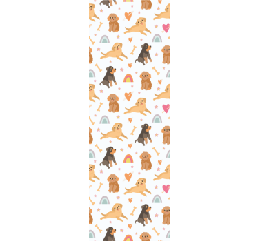Cheerful Canine Motif wallpaper of a dog - TenStickers