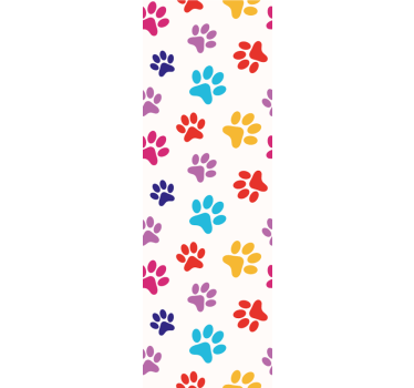 Colorful Paw Patterns wallpaper of a dog - TenStickers