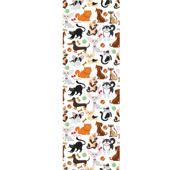 Playful Pet Illustration cute animal wallpaper - TenStickers