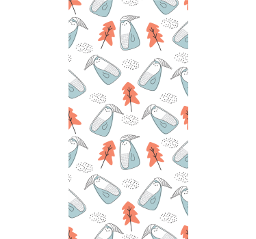 Sleepy Penguins Pattern cute animal wallpaper - TenStickers