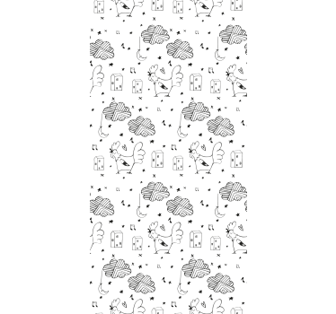 Rooster Cartoon Pattern cute animal wallpaper - TenStickers