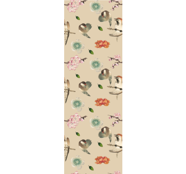 Charming Bird Blooms flowers wallpaper - TenStickers