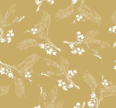 Birds wallpaper flying birds botanical design - TenStickers