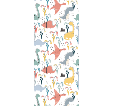 Nordic colorful pattern dino wallpaper - TenStickers